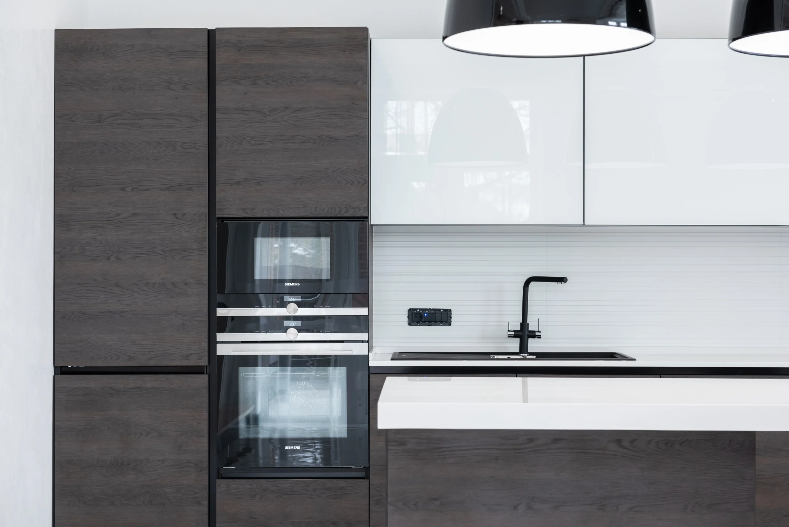 Custom cabinet design in a dark kitchen