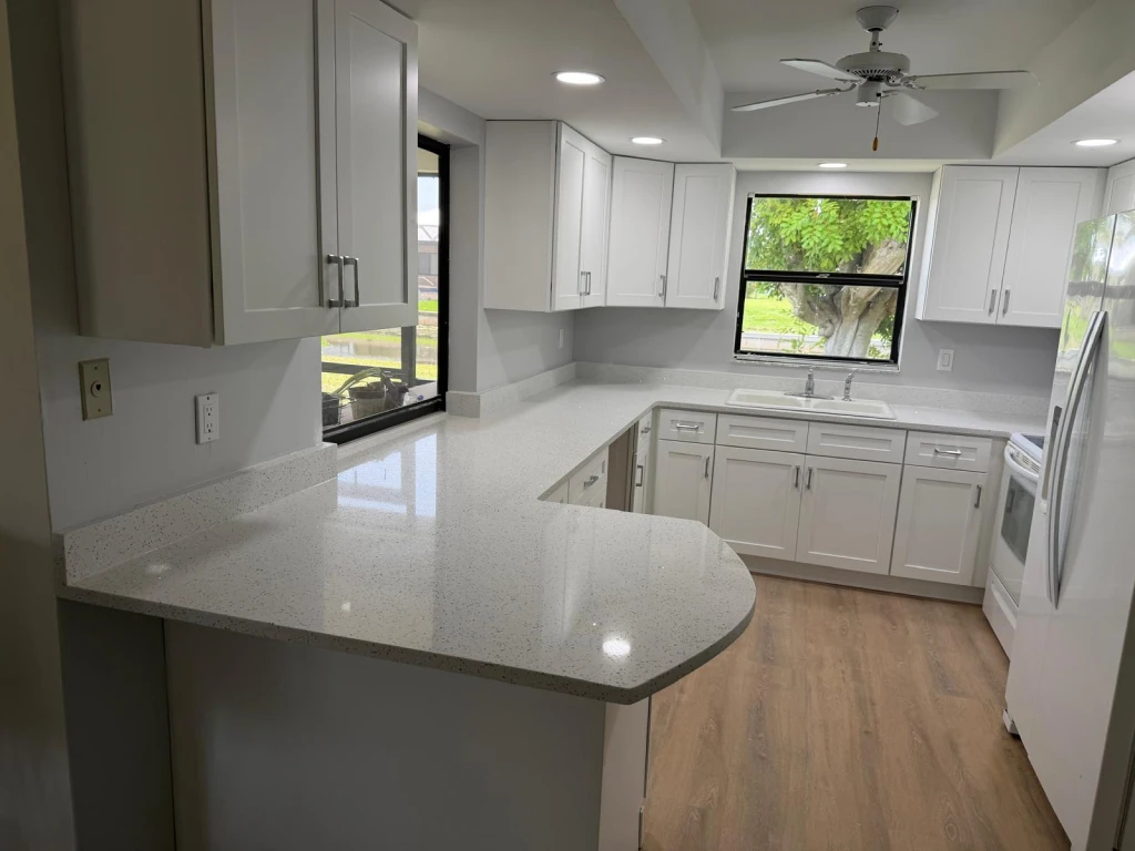 Finished kitchen with new cabinets by New Countertop Group